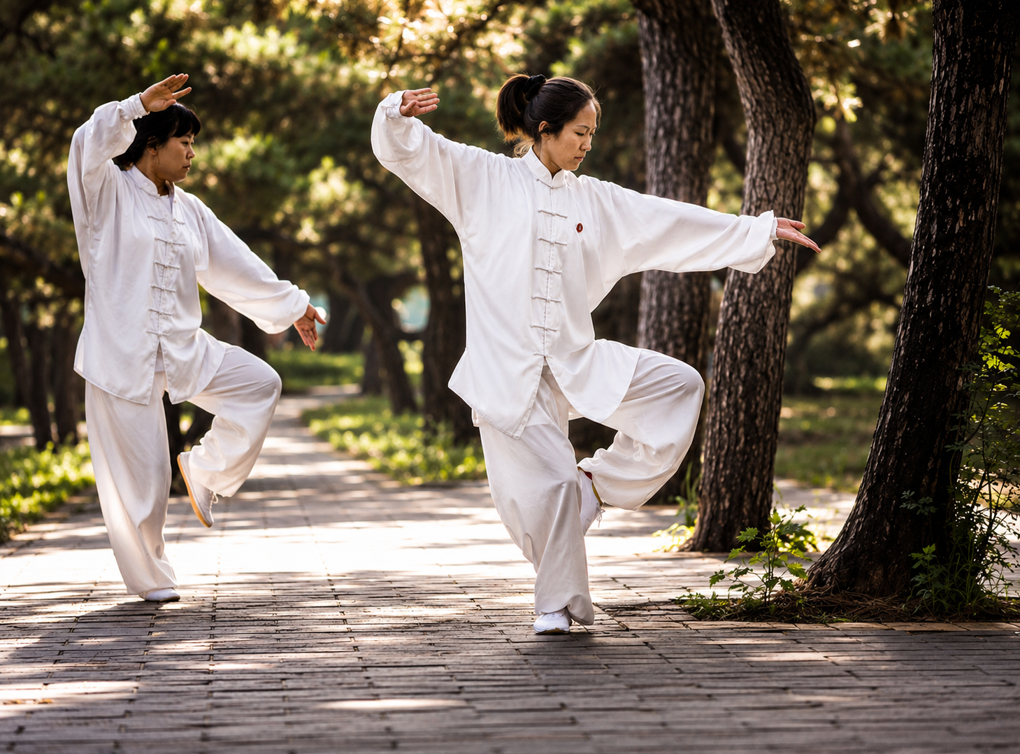 Pratiquantes de Qi Gong en plein air